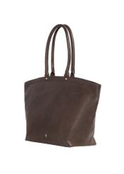 Brown leather women's shopper bag TORES-1380-1H(Z26), diagonal product view on white background.