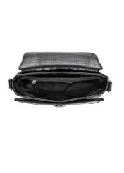Women's black croco messenger bag TOREC-0880-9G(W26) - product view from above, on a white background.