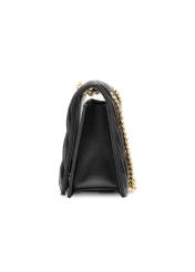 Black women's handbag with chain TOREC-1102-99(Z25), side view of the product on a white background.