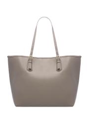 Light brown shopper bag with monogram TOREC-1181-1K(W26), product view from the back on a white background.