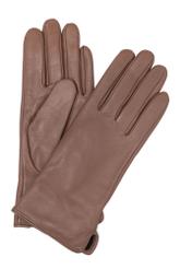 Women's camel leather gloves REKDS-0001A-1D(Z26), product view from the front on a white background.