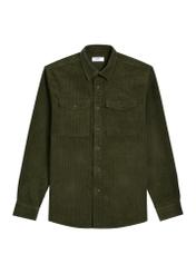 Green striped men's shirt KOSMT-0378-8B(Z26)