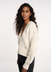 Cream women's sweater with rivets KARDT-0030-12(Z23)-06