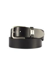Navy blue men's leather belt PASMS-0273-69(Z25), product view from the front on a white background.