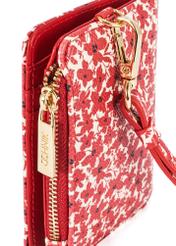 Red women's floral wallet POREC-0402-42(W25), close-up of product detail on white background.