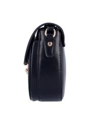 Small semi-circular black women's messenger bag TOREC-1390-99(Z26), side view of the product on a white background.
