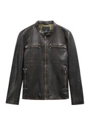 Men's vintage leather jacket KURMS-0421-9J(Z26), front product view on white background.