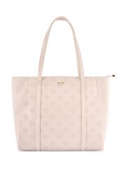 Cream monogram shopper bag TOREC-1160-0B(W26), front product view on white background.