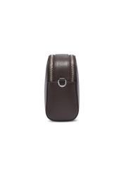 Small brown two-compartment leather women's handbag TORES-1349-1H(Z26), side view of the product on a light background.