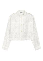 Women's white lace shirt KURDT-0637-0A(W26) - front product view, on white background.