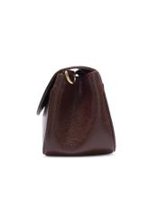 Classic brown leather women's handbag TORES-1371-1H(Z26). Side view on a white background.