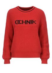 Red women's sweater with OCHNIK logo SWEDT-0163-42(Z22)-05