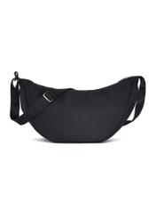 Women's semi-circular handbag in black TOREN-0316-99(W25), back view on white background.