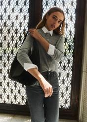 Women's woolen cardigan in gray KARDT-0065-9B(Z26)