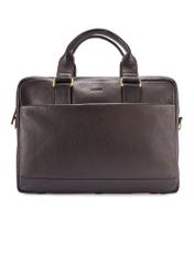 Brown leather men's briefcase TORMS-0503-1I(W26) - front product view, on white background.