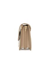 Beige women's handbag with monogram TOREC-0536C-81(Z25), side view of the product on a white background.