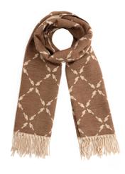 Double-sided women's scarf with monogram SZADT-0206-24(Z25), product view from the front on a white background.