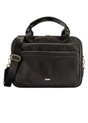 Black spacious women's laptop bag TOREN-0320-99(Z25), product view from the front on a white background.