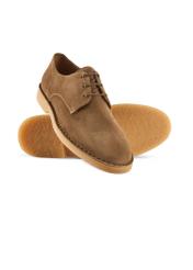 Men's suede shoes in cool beige color BUTYM-0539-1K(W26), diagonal product view on a white background.