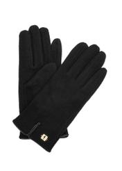 Black women's wool gloves REKDT-0027A-99(Z25) - front product view on white background.