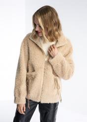 Women's wool fur coat with stand-up collar FUTDW-0017-81(Z22)-01