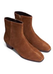 Light brown suede women's ankle boots BUTYD-1303-1G(Z26), diagonal product view on white background.