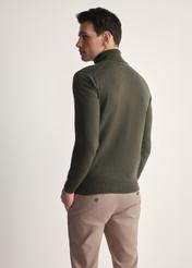 Men's turtleneck sweater in khaki color SWEMT-0095B-55(Z25), product view from the back on the model, half of the silhouette visible.