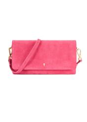 Pink suede women's handbag TORES-1247-5E(W26) - front product view, on white background.