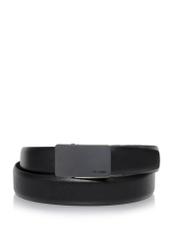 Black leather adjustable men's belt PASMS-0216A-99(W24)-01