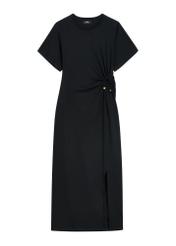 Black cotton midi dress SUKDT-0273-99(W26)