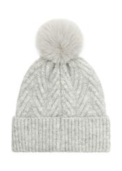 Gray women's hat with sequins and pompom CZADT-0175-66(Z25), back view of the product on a white background.