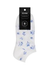 Short cream floral women's socks SKADT-0067-12(W24)-02