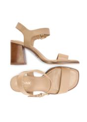 Beige women's leather sandals BUTYD-1178-1B(W26)