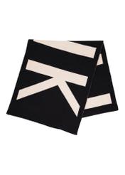 Black women's winter scarf SZADT-0151A-9J(Z26), front product view on white background.