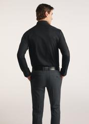 Black men's shirt KOSMT-0351A-99(Z26) - product view from the back on the model on a white background. Half of the silhouette visible.