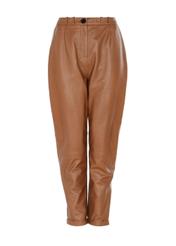 Women's caramel leather pants SPODS-0022-1103(W22)-03