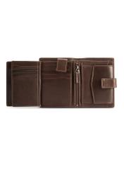 Medium brown men's wallet made of genuine leather PORMS-0670-89(Z25), product view from the inside on a white background.-02