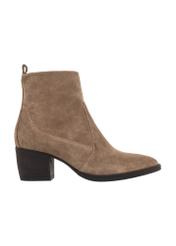 Women's suede ankle boots in cool beige color BUTYD-1005A-1K(Z26), side view of the product on a white background.