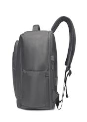 Gray airplane backpack PLCMN-0014-9D(Z26). Side view on white background.