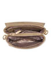 Beige leather women's handbag TORES-0911F-1B(W26) - product view from above, on a white background.