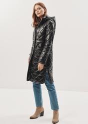 Women's long black jacket KURDT-0476-99(Z23)-01