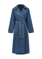 Women's denim jacket in the form of a coat KURDT-0566-69(W25)-01