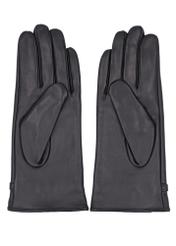 Women's black leather gloves REKDS-0109-99(Z26), product view from the back on a white background.