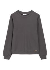 Women's cotton sweatshirt in graphite color BLZDT-0123-9D(Z26), front product view on white background.
