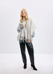 Light gray women's winter scarf SZADT-0185-91(Z24)