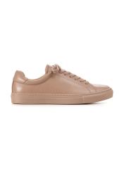 Women's pink leather sneakers BUTYD-1068-5D(W26), side product view on white background.