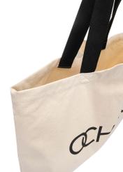 Ecru cotton bag TOREN-0136-1E(W26) - close-up of detail, on white background.