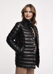 Women's black leather quilted jacket KURDS-0442-5480(Z23)-03