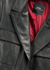 Women's black leather jacket with belt KURDS-0545-99(W26)