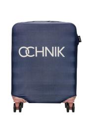 Navy blue cover for a small suitcase AW-013-0002-7D-S(W26), front view of the product on the suitcase.
